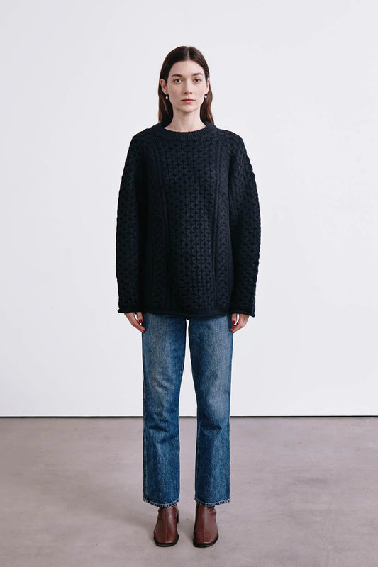 Elin Fisherman Sweater - Black