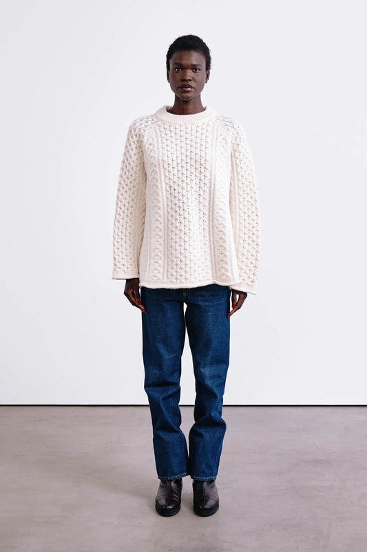 Elin Fisherman Sweater - Pearl