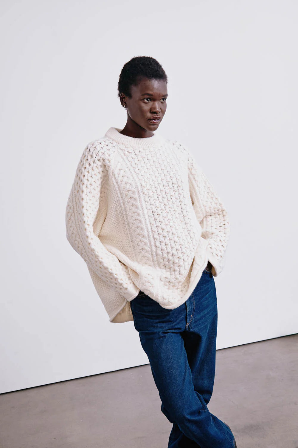 Elin Fisherman Sweater - Pearl
