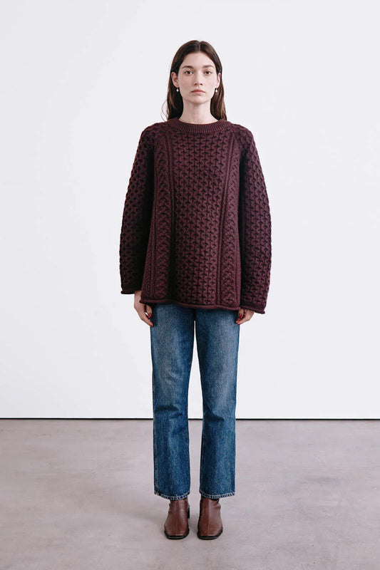 Elin Fisherman Sweater - Wine
