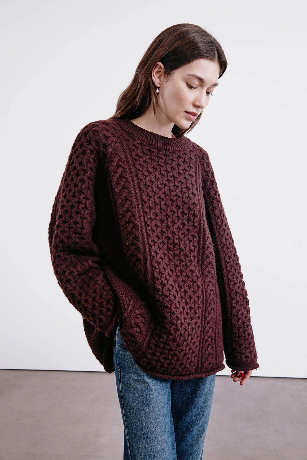 Elin Fisherman Sweater - Wine