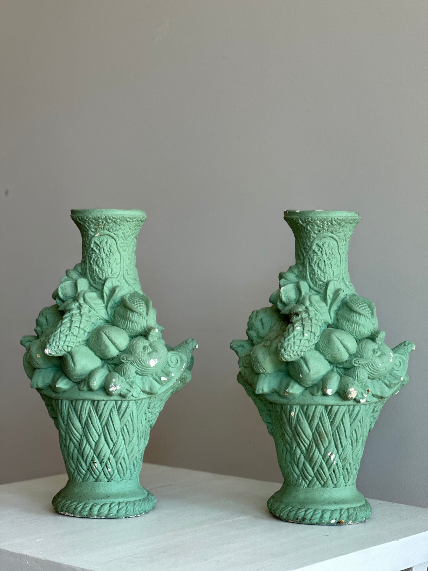 Vintage Green Concrete Vessel