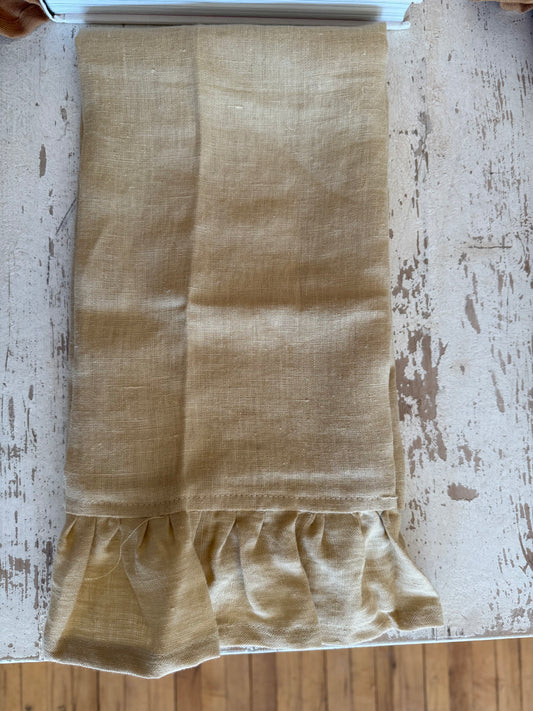 Linen Ruffle Tea Towel  - Cream
