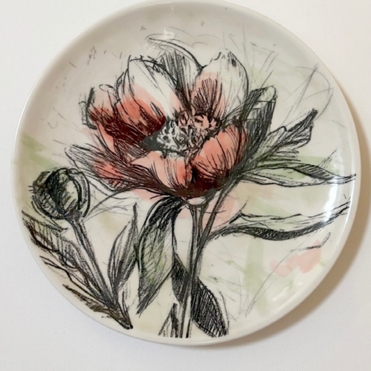 Pink Peony 10" ceramic plate