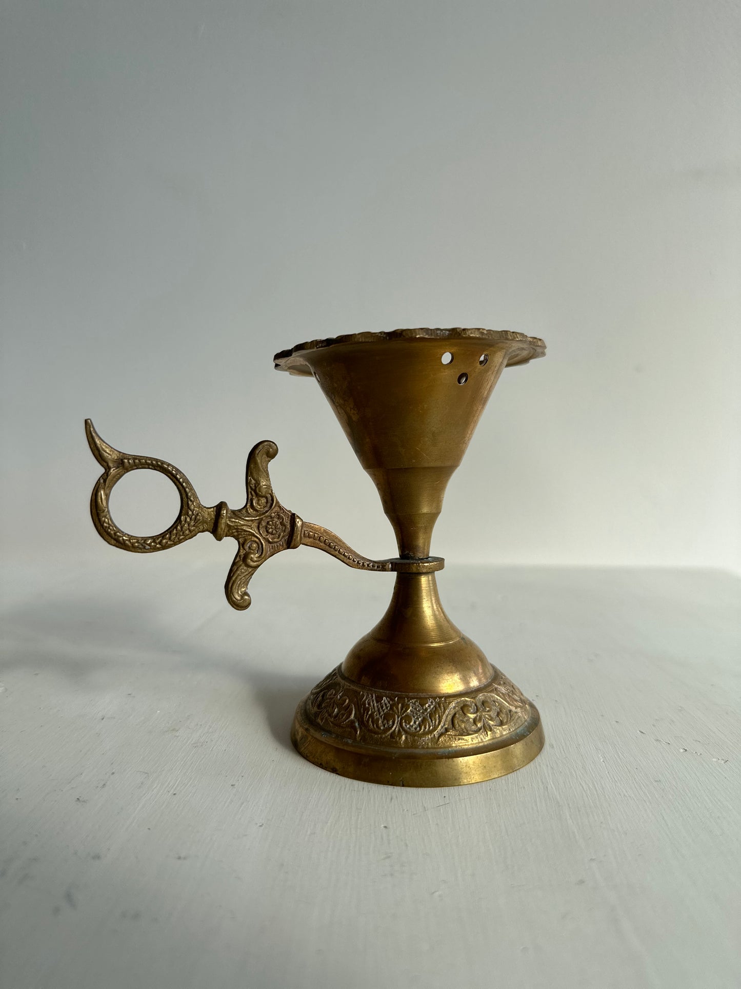 Brass Candle Holder - Ornate Handle