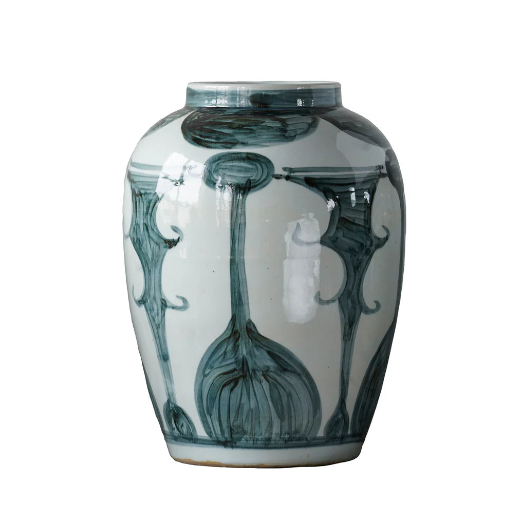 Jingdezhen Hand-Painted Jar w/ Horn and Lute Design