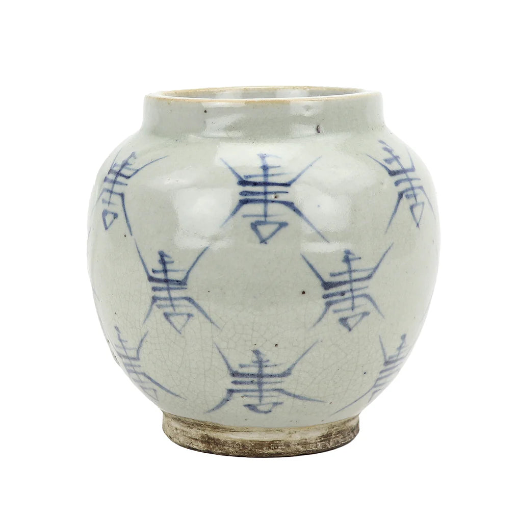 Jingdezhen Hand-Painted Storage Jar w/ Characters