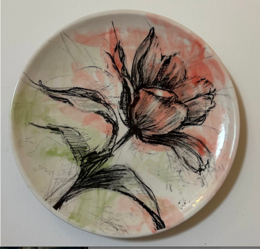Red Tulip 10" Ceramic Plate