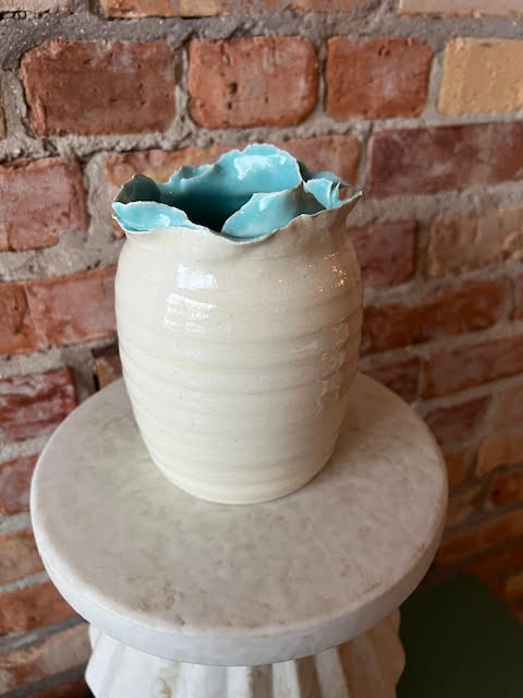 Medium Ripple Vase (Green & Blue)